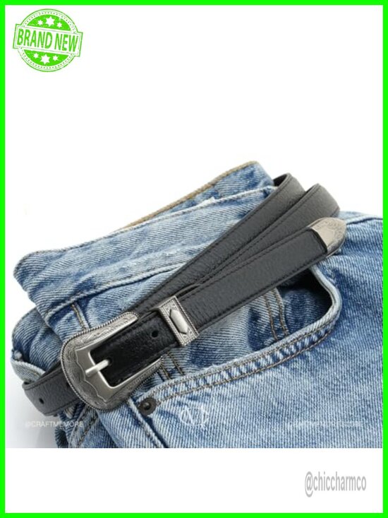 Genuine Cowhide Leather Belt with Oxidized Buckle 3/4 Inch main image 6